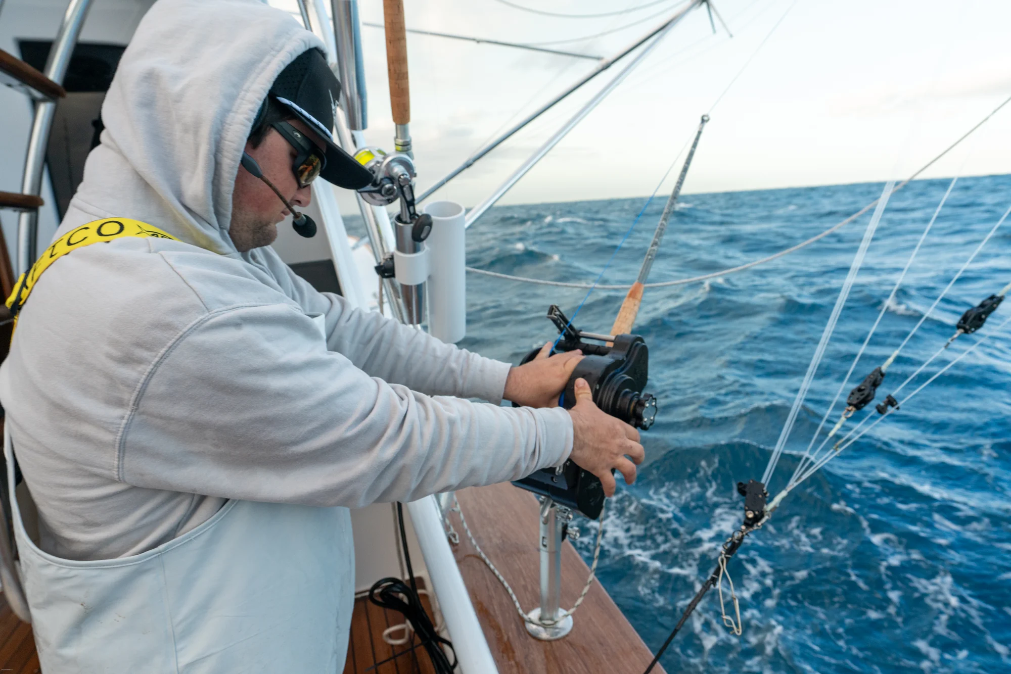 Angler reeling in catch